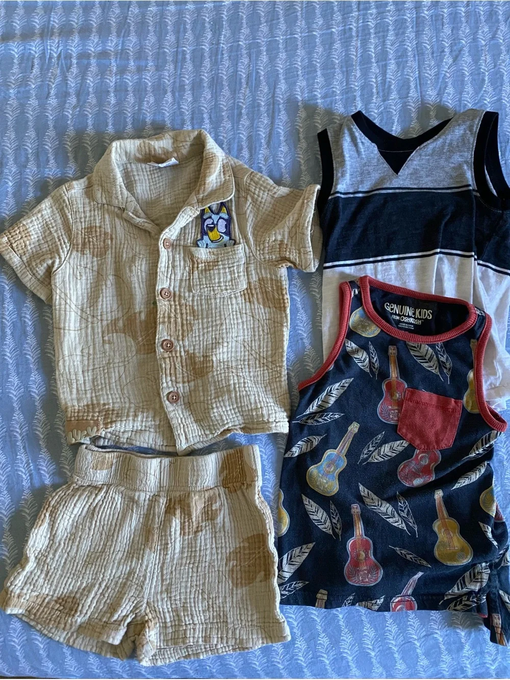 Toddler 3T Summer Outfit Bundle Bluey  Cotton Jungle Set with Two Add. Tank Tops